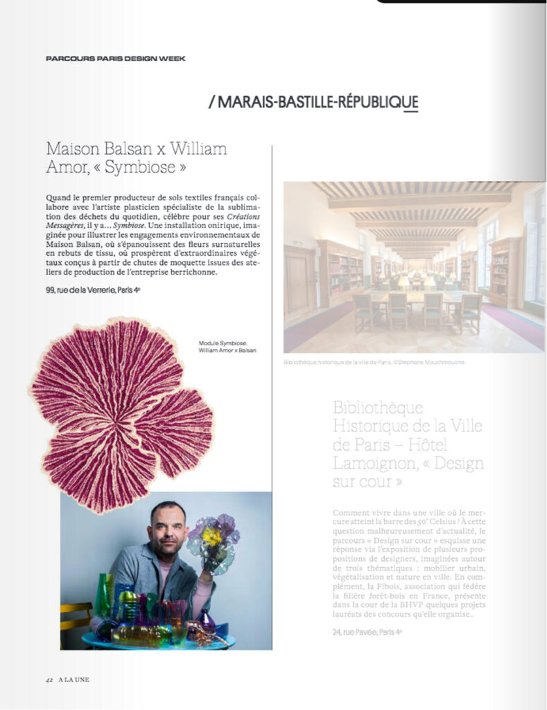 Domodeco-article William Amor Upcycling Artist Paris Symbiose Balsan Domodeco BALSAN X William AMOR SYMBIOSE- Artiste Upcycling